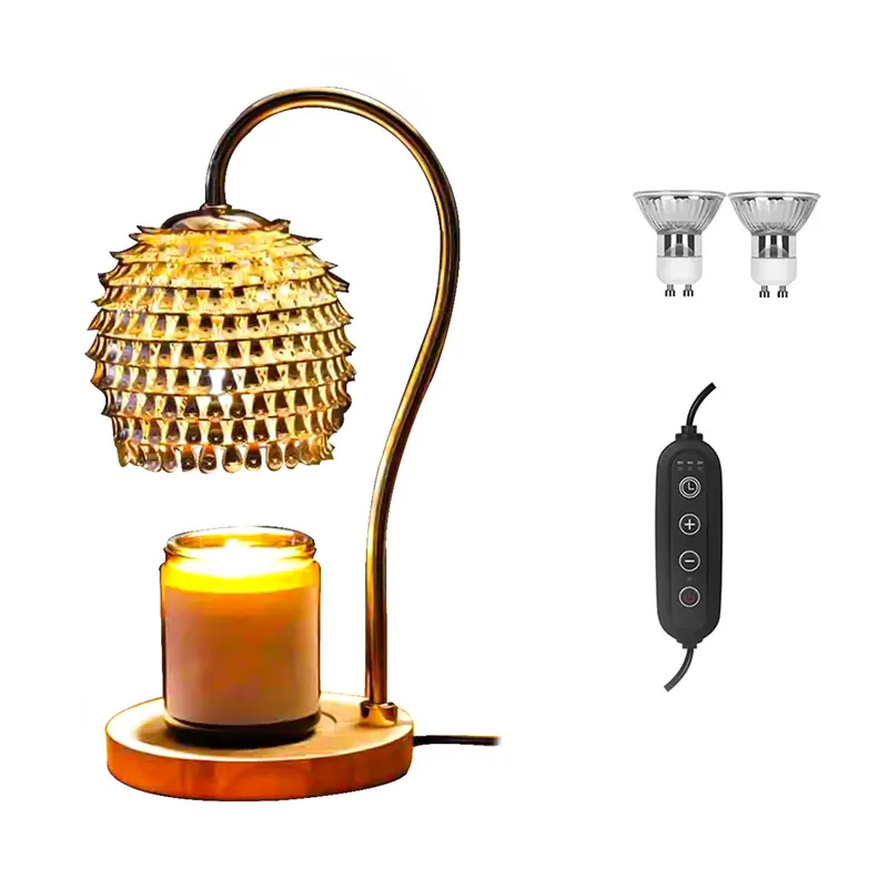 Product Introduction of Candle Heat Lamp with Timer, Wax Melt Heater Electric Candle Heat Lamp, Home Decor Cozy Home Warming Gift, Gold 13