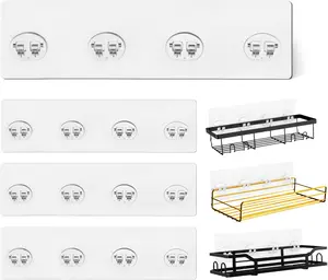 Shower Caddy Adhesive Replacement 4 Pack Strong Shower Shelf Adhesive Hooks Corner Shelf Basket Bathroom Rack Kitchen Rack and Soap Holder