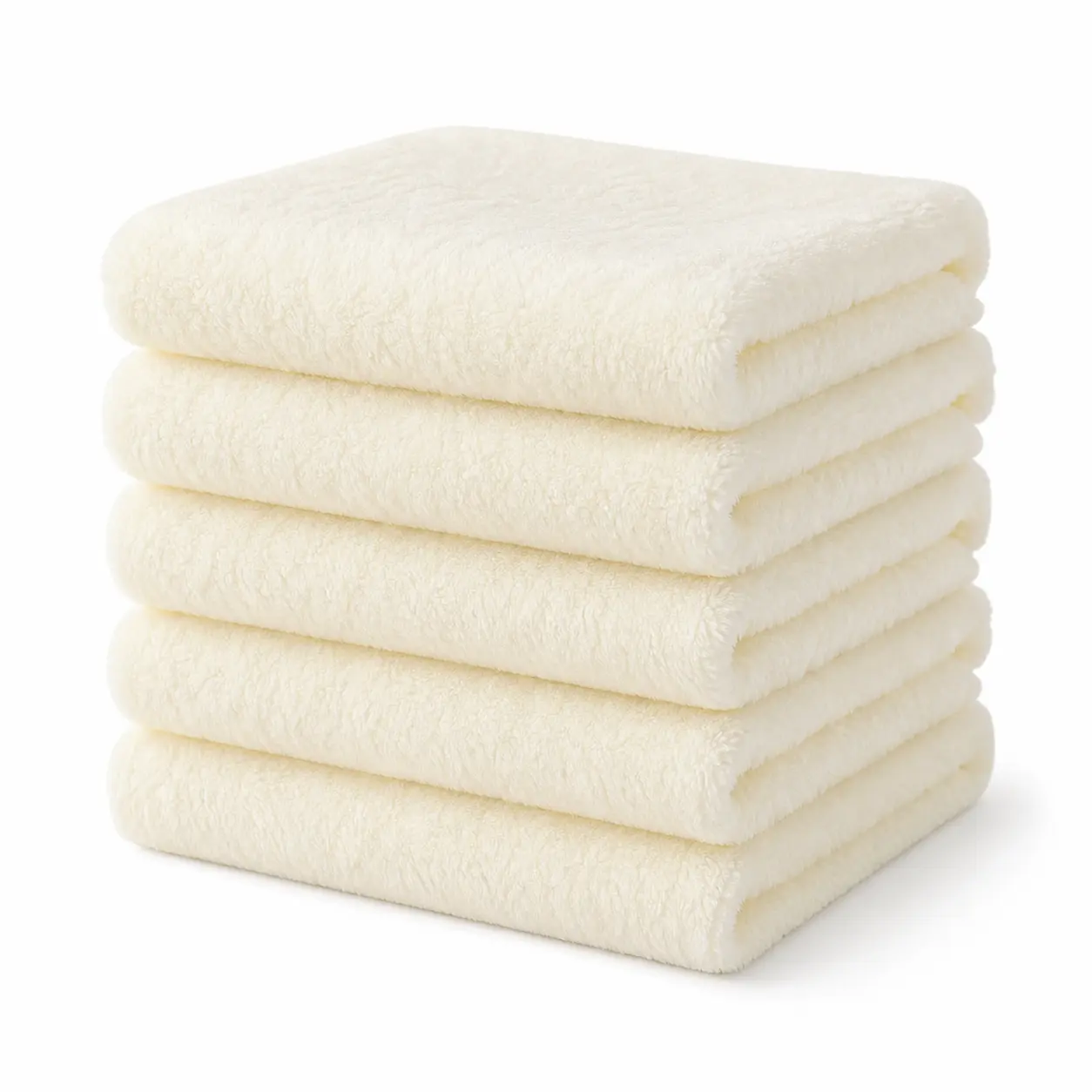 5-Pack Soft Coral Fleece Hand Towel Set, 12x24 in Cream Beige Anti-Bacterial Low-Lint Absorbent Soft Textured Mixed Pack Towel Sets for Bathroom Use