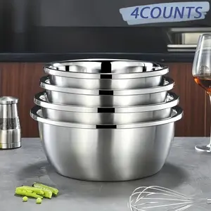 4-Piece Stainless Steel Mixing Bowl Set, Durable Kitchenware, Large Rust-Resistant Kitchen Bowls, Easy Clean Stackable Design, Ideal for Cooking Baking Prep