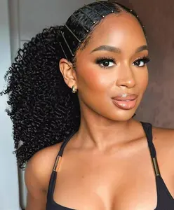 Afro Kinky Curly Drawstring Pontail Human Hair for Black Women,4C Natural Curly Drawstring Ponytail Extension,10A Brazilian Virgin Kinky Curly Human Hair Ponytail (18 Inch) HLSK