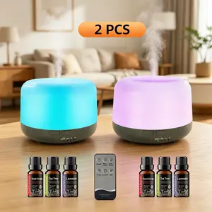 2PCS 500ml Essential Oil Diffuser with Remote, Auto Shut-Off, BPA-Free, Aromatherapy