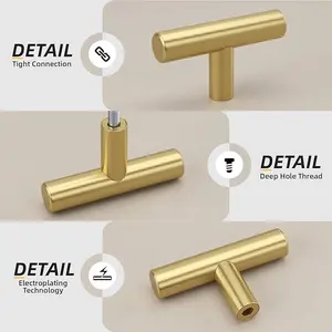 10 Pack Gold Cabinet Knobs Brushed Brass Drawer Knobs Gold Dresser Hardware - LS201GD Single Hole Handles for Kitchen Cupboard Doors Closet Hardware 2in Overall Length