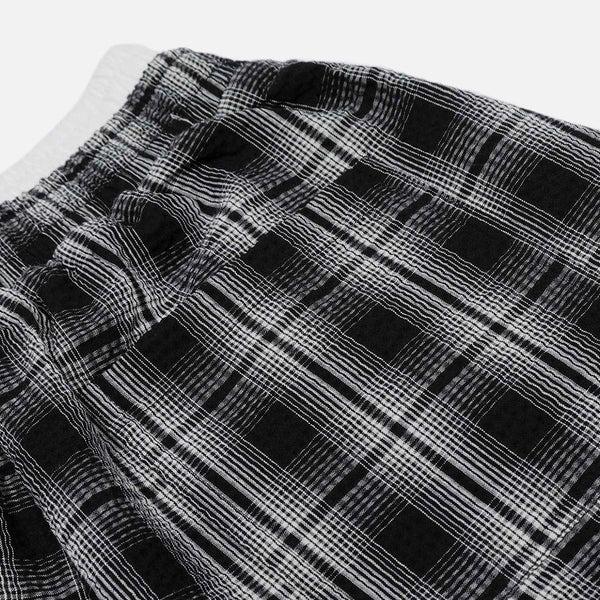 Aelfric Eden Baggy Plaid  Barrel Double Waist Sweatpants Unisex Drawstring Elastic Waist Joggers  Y2K Streetwear Loose Fit Vintage Joggers