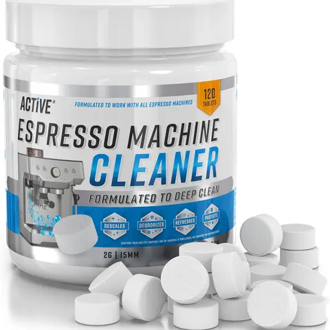 Espresso Machine Cleaning Tablets Descaling - 120 Tabs | Compatible with Breville Barista Express, Gaggia, Delonghi, Jura, Philips | Expresso Maker Backflush Oil Remover Descaler Cleaner Clean Tablet