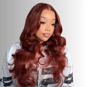 UNice Glueless Reddish Brown Body Wave Wig Byebye Slip Pre-cut 7x5 HD Lace Closure Human Hair Wigs with Bleached Knots Friendly for Beginner