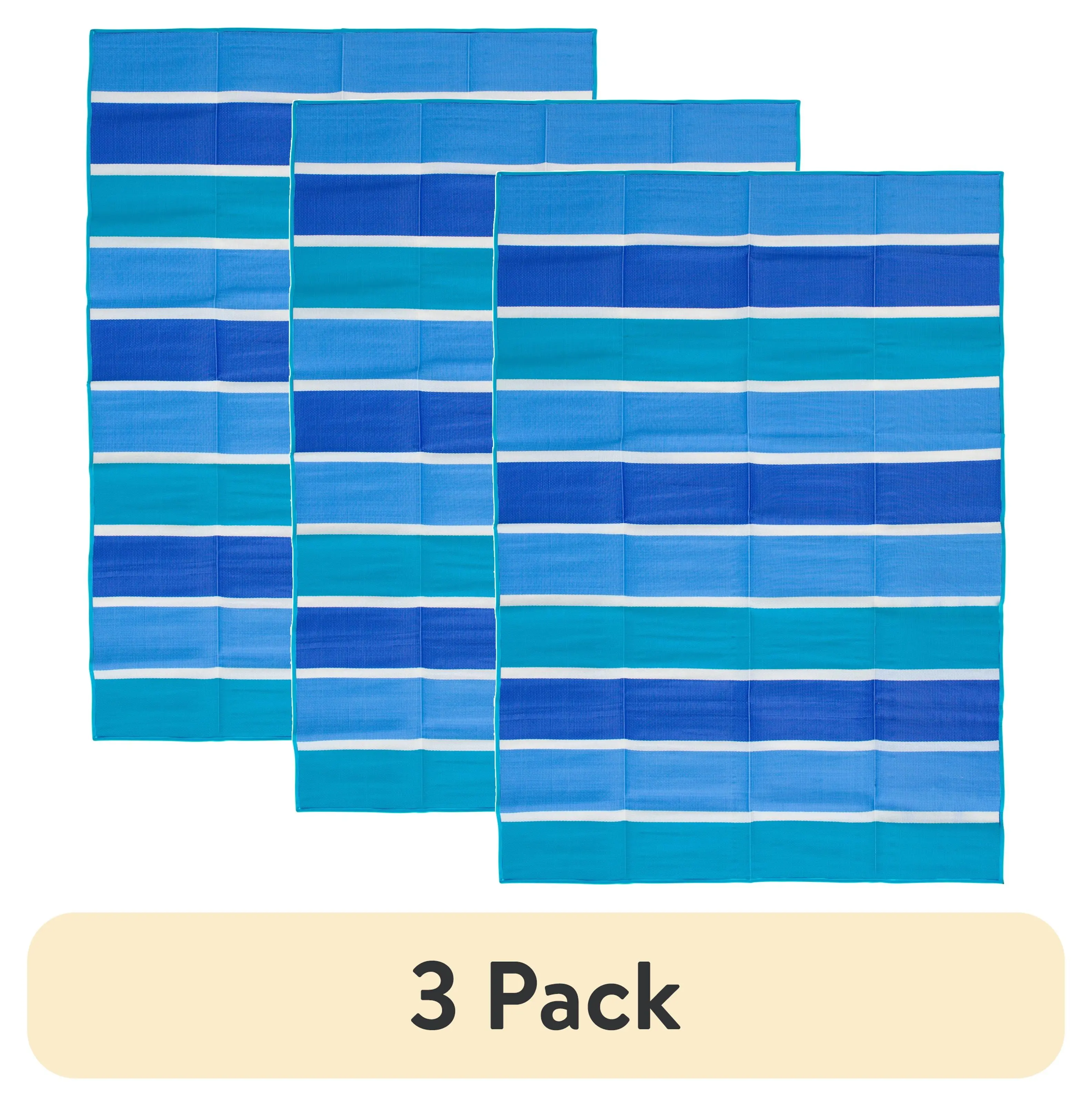 Beach Mat 5 ft x 7 ft Lightweight Foldable 100% Olefin with Carrying Strap Stain and Fade Resistant for Beach Camping Park Indoor Outdoor Use 3 Pack