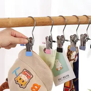 20PCS pants clip household seamless stainless steel multi kinetic single hook skirt clip pants storage artifact single clip hanger，Space saving wardrobe storage, wardrobe storage clip