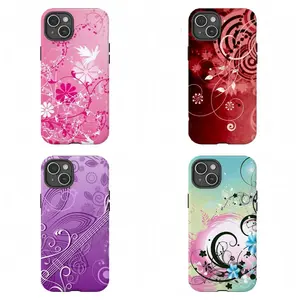 Gradient Floral Guitar Phone Case|Musical Floral Art Shockproof Case For iPhone 17 Pro Max 16 15 14 13 12 11 for Samsung S21 S22 S23 S24 S25 S26 Phone Case|Tough Phone Case