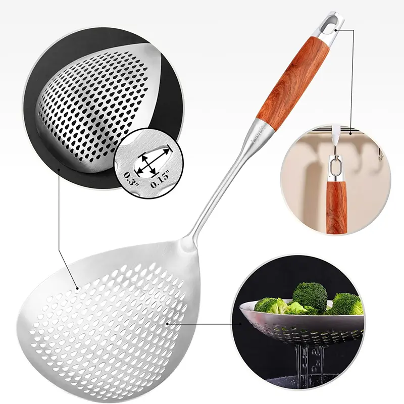 2026 upgraded version with handle ultra-fine filter spoon - fine mesh stainless steel filter pot spoon, oil filter spoon, kitchen food filter