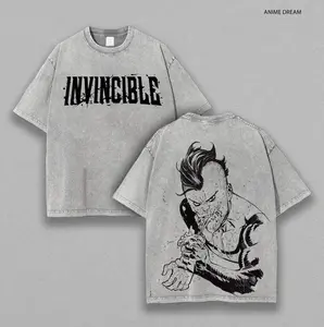 Mohawk Mark Invincible Tee – Anime Double Printed Vintage Washed T-Shirt, Heavyweight Oversized Fit, Bold Graphic for Anime Fans, Streetwear Aesthetic, Distressed Cotton, Perfect for Collectors & Lovers of Heroic Action Manga Styles.