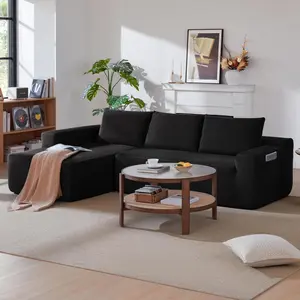 97" Modular Sectional Couch Sofa Modern Boneless Sofa with L-Shape Chaise, Deep Seat Cloud Sofa Corduroy Corner Foam Couches for Living Room,No Assembly Required