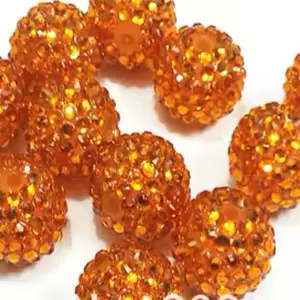 Pumpkin 20mm Rhinestone Beads Set of 5