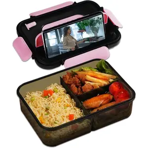 Bento Box Adult Lunch Box, Lunchable Containers with 3 Compartments, Meal Prep Container for Women, Lunch Box with Utensils, Box