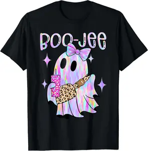 Boo-Jee Cute Boo Ghost Spooky Season Halloween Summer Casual Shortsleeve Cotton T-Shirt