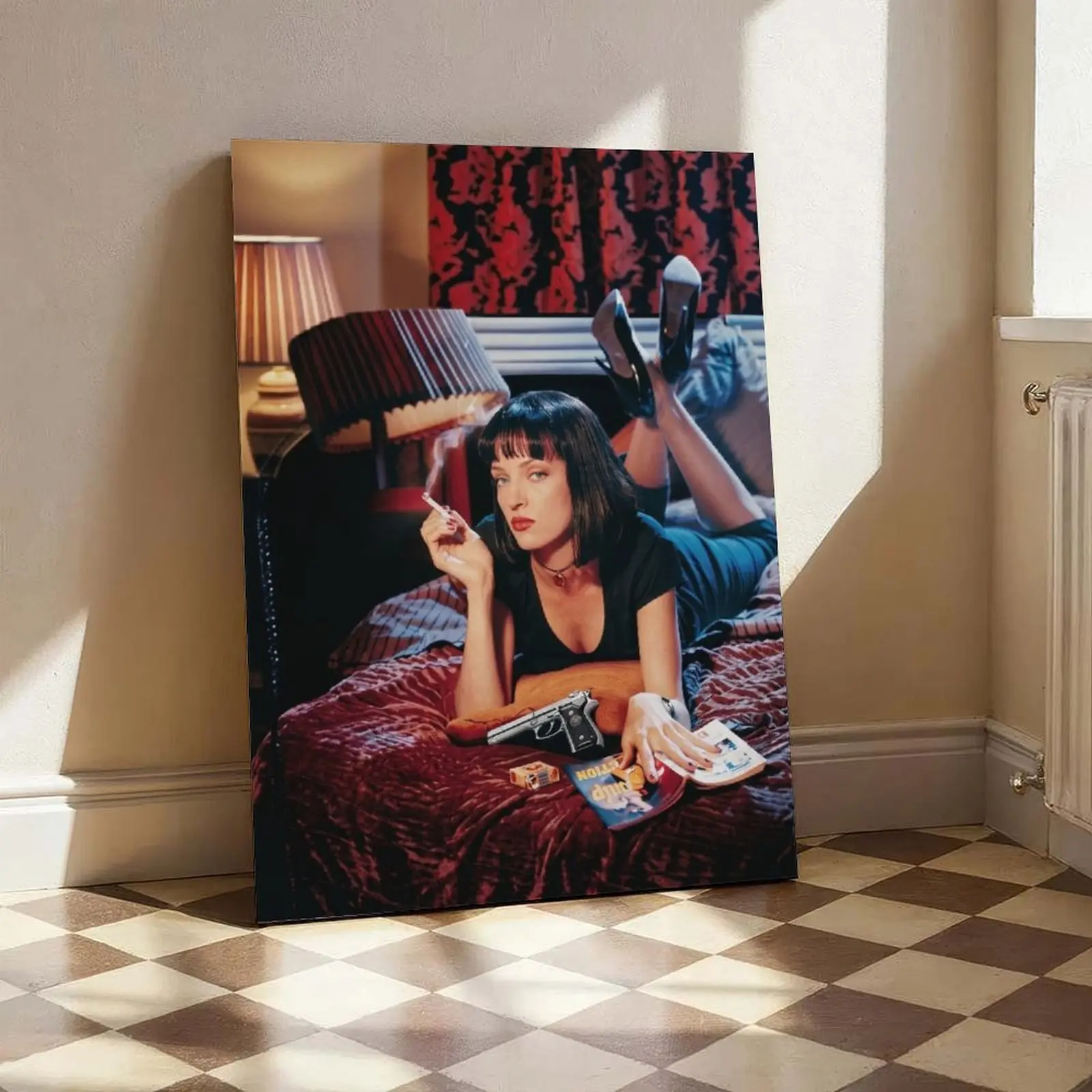 Vintage Mia Wallace Canvas Wall Art - Artistic Artwork, Waterproof, Lightweight, Trendy Quentin Tarantino Pulp Fiction Retro Poster Print, Eco-Friendly Home Decor Gift for Bedroom, Kid Room, 12×18 inches, 20×30inch(50×75cm)