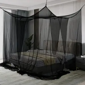 Solid Color Mosquito Net, 1 Count Fashionable Bed Canopy with 4 Counts Hook & 4 Counts Anchor, Bedroom Decoration Curtain for Girls & Adults, Mosquito Netting