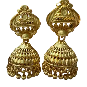 Gold Plated Mini Jhumka Earrings. Indian Traditional Earrings for Women. Elegant & Stylish Jewelry