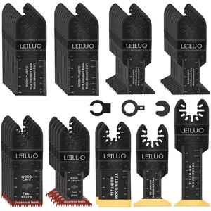 50 Pcs Multitool Blade for Wood Nails Drywall Titanium Oscillating Saw Blades Japanese Tooth Oscillating Tool Accessories with Storage Bag Compatible with DeWalt Makita Dremel and More