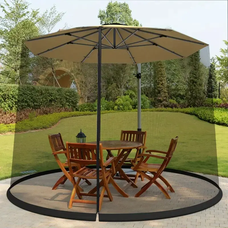 7/10ft Patio Umbrella Netting Cover - High Quality Mosquito Bug Insect Screen with Zippered Entry & Adjustable Drawstring, Lightweight Polyester for Outdoor Dining, BBQ, Garden (Black), Mosquito Repellent
