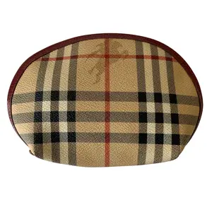 Pre-owned BURBERRY Pouch Toiletry Bags check cosmetic bag authentic with COA