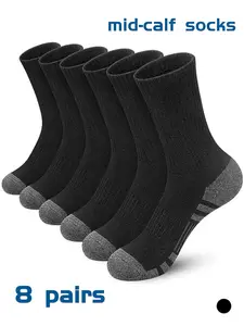 Men's Patchwork Mid-Calf Socks, Fashion Colorblock Design Sports Socks, Basketball Running Socks, All-Season Comfortable Arch Support, Versatile Socks