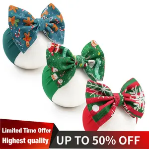 Christmas Baby Headbands 3 Pcs Nylon Headbands with Bows for Baby Girl Hair Accessories for Newborns, Infants, Toddlers Christmas Outfit