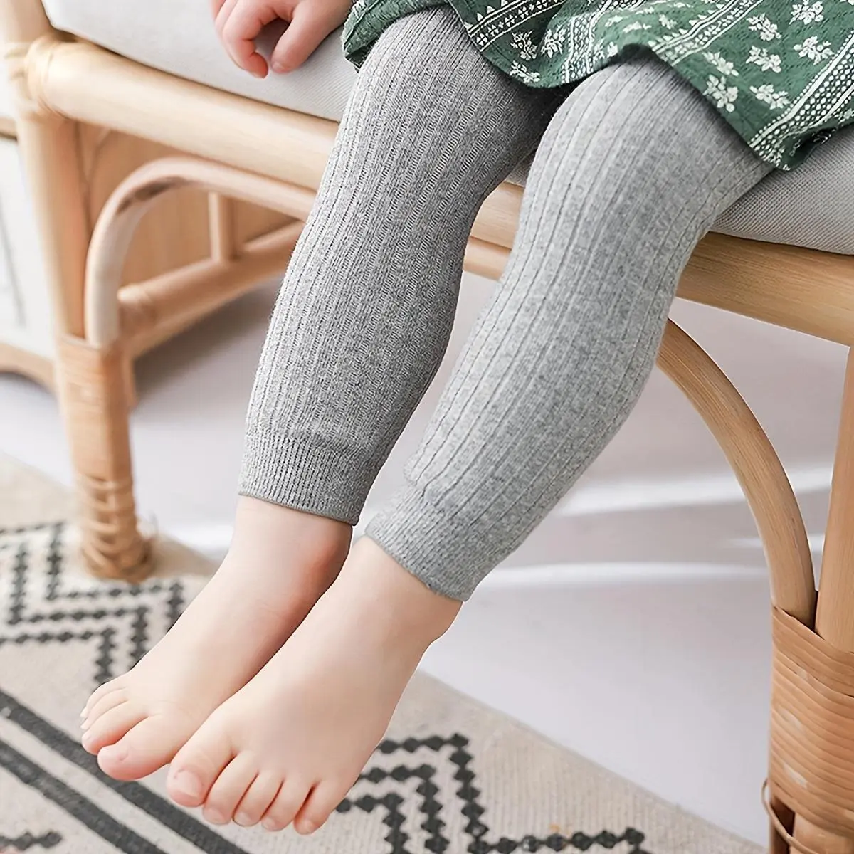 DZP Girls' Ribbed Leggings 5pcs - Soft, Stretchy, Vibrant Colors, Comfort Fit, Polyester Mix, Everyday Wear, Hand Wash Only