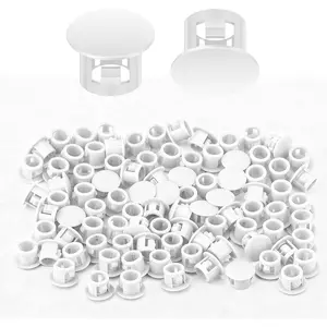 100PCS 1/4" White Plastic Hole Plugs, Decorative Covers for Cabinet and Round Furniture Holes