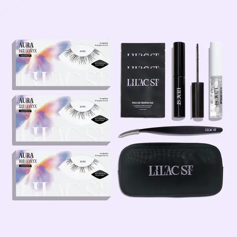 Lilac St. NanoSoft Lash Cluster Kit, Ultra-Light Korean Silk Fibers, Soft C/D Curl with Waterproof Bond and Seal