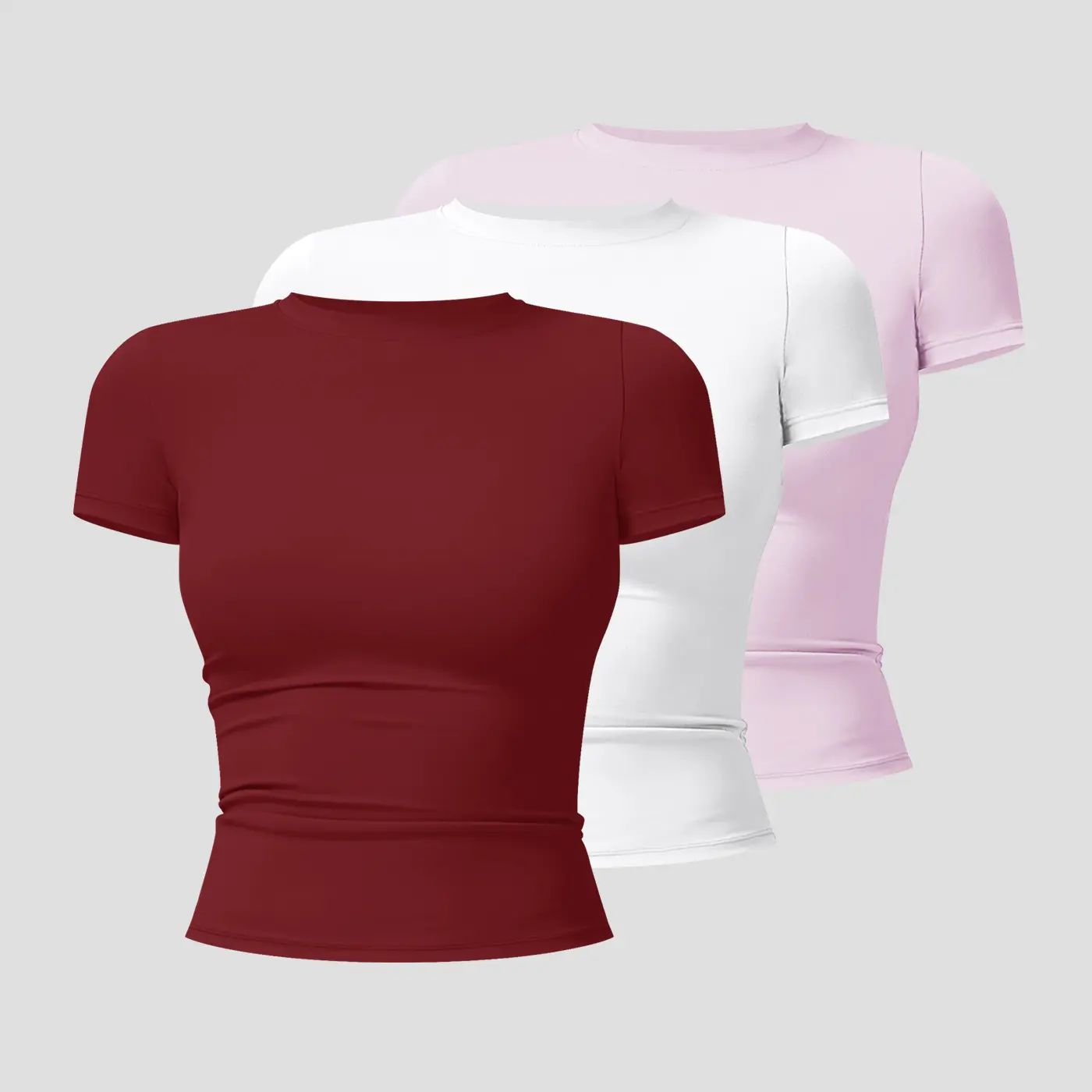 Cherry red + swan white + lilac pink