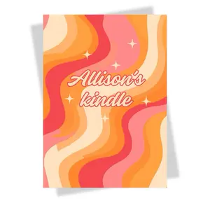Custom Name Kindle Insert – Groovy Retro Laminated Cardstock – Glossy or Glitter – Multiple Kindle Sizes Tablet Covers