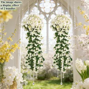 2pcs Outdoor artificial flower Violet Wall Hanging, anti UV realistic touch, suitable for wedding, terrace, porch, home, DIY, all seasons of spring and summer, graduation season, Valentine's Day, and other holiday activities, birthday gift decoration