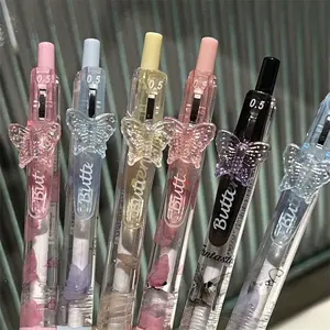 3/20Pcs Random Butterfly Gel Pen Aesthetic Pens Smooth Writing Office Signature Pen School Stationery Holiday Gift