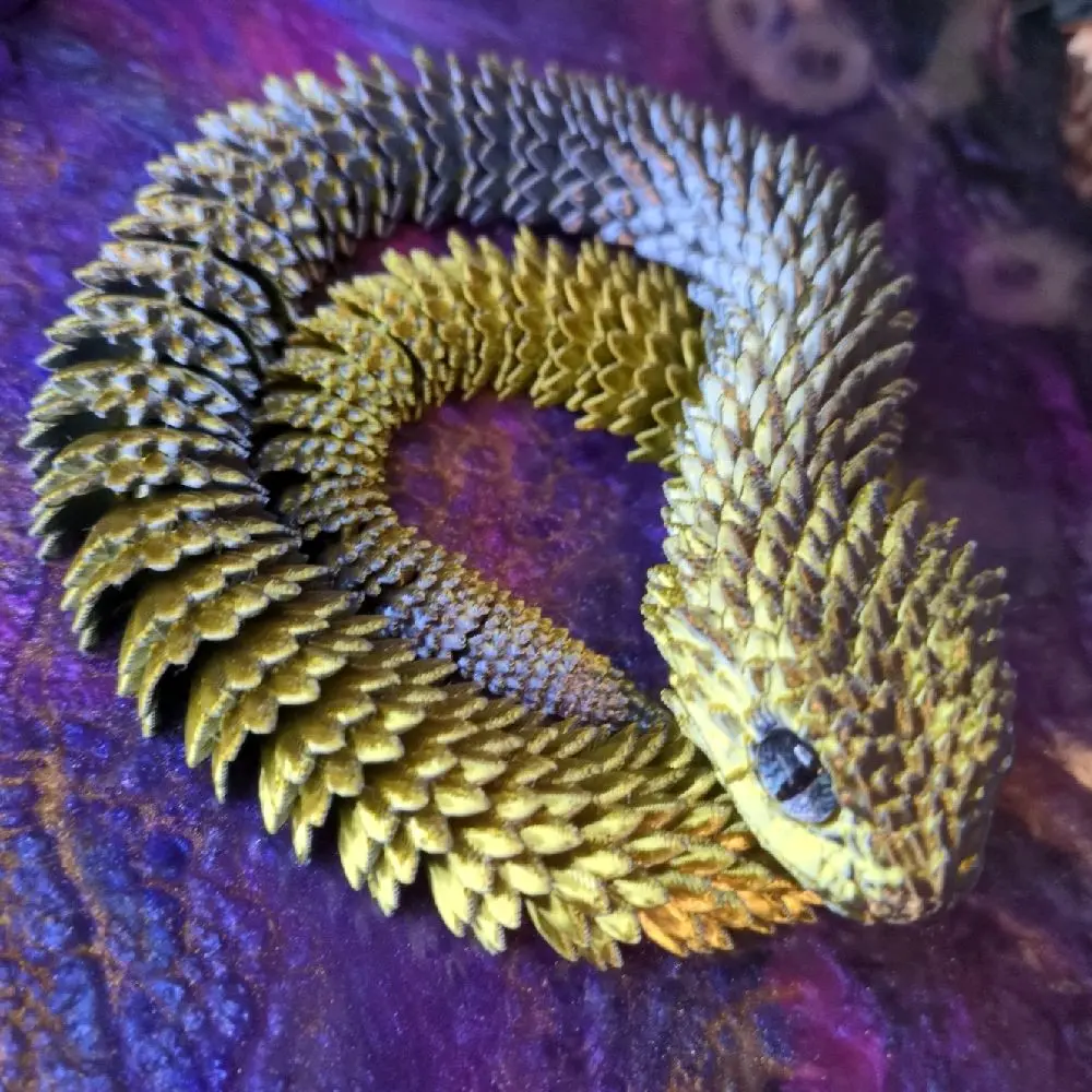 Fidgdt Snake Articulated Collector Desk Pet with Glass Eyes Unique Design Durable Material for Desk Decoration Fidget Fun Holiday Gift