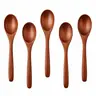 6 Pcs Wooden Spoons Set, 6 Inch Natural Wood Soup Spoons, Oval Long Handle Spoons for Tea, Coffee, Jam, Sugar, Ice Cream, Bath Salts