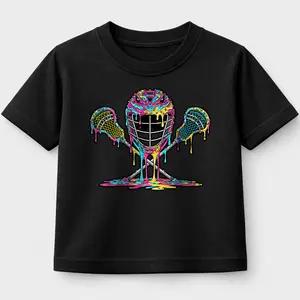 Lacrosse Drip Ice Cream Lax Helmet Sticks Sport Player T-Shirt For Young Boys Girls T-shirt Crewneck Light Cotton
