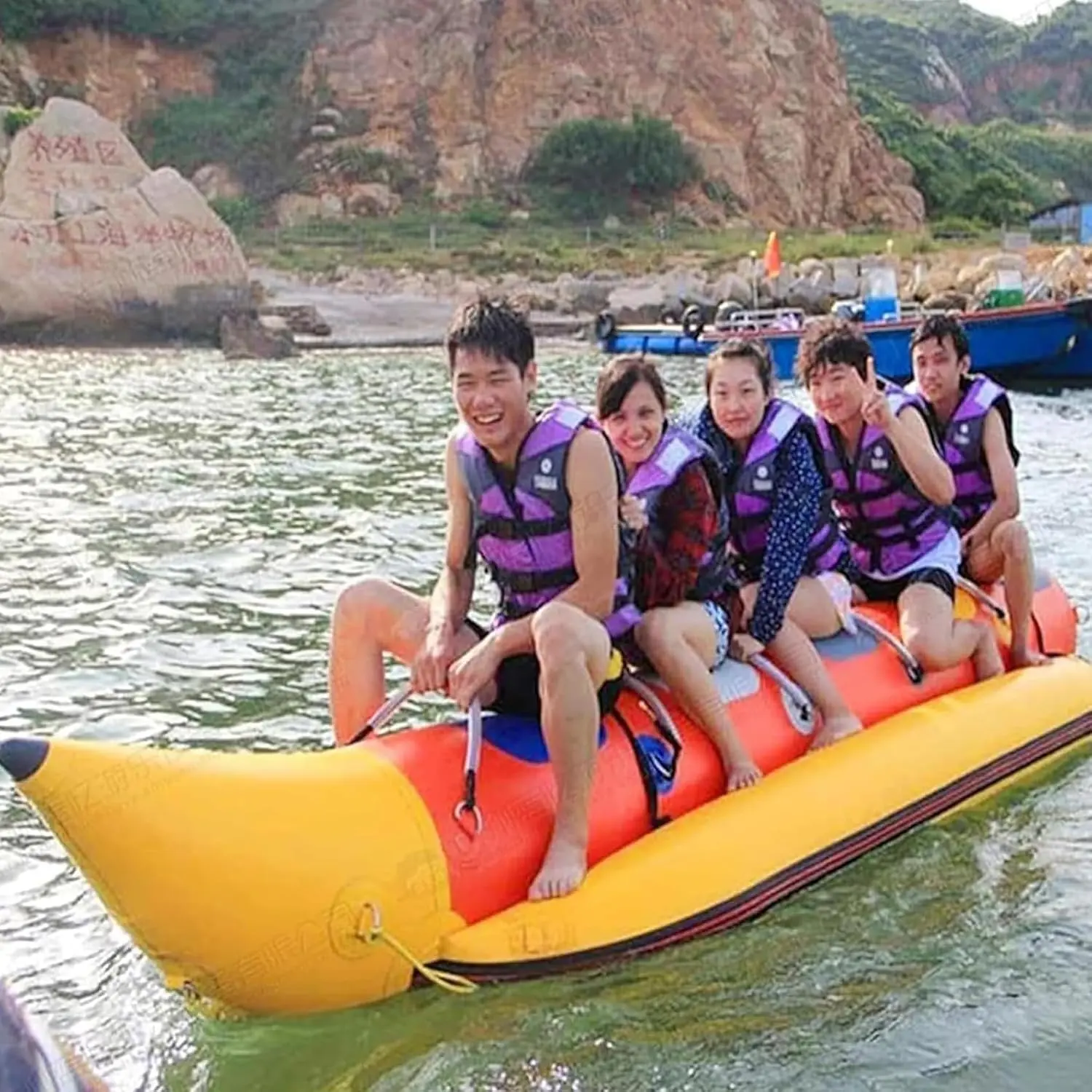 Inflatable Banana Boat – Motorized Towable Flying Fish Boat, Motorboat & Sailboat Towed Inflatable Watercraft for Fun on Lakes & Oceans