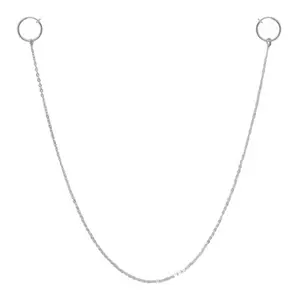 Nipple Chain With Silver Non-Piercing Spring Hoop