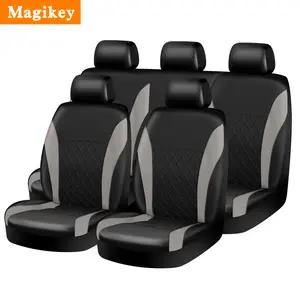 Magikey Front 2-seater or 5-seater car universal PU leather embroidered ultra-thin seat cover, protecting your car from dust and dirt, suitable for small and medium-sized SUVs, providing luxurious protection for the original car seats