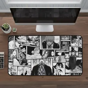 Bleach Manga Panels Desk Mat | Black & White Comic Collage for Anime Fans, Gaming Keyboard Mouse Pad, Game, Anime, Desk Mat Gaming Gear for Work Game Office Home, Gift for Friends (NO RGB LED)