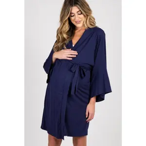 PinkBlush Navy Blue Delivery/Nursing Maternity Robe