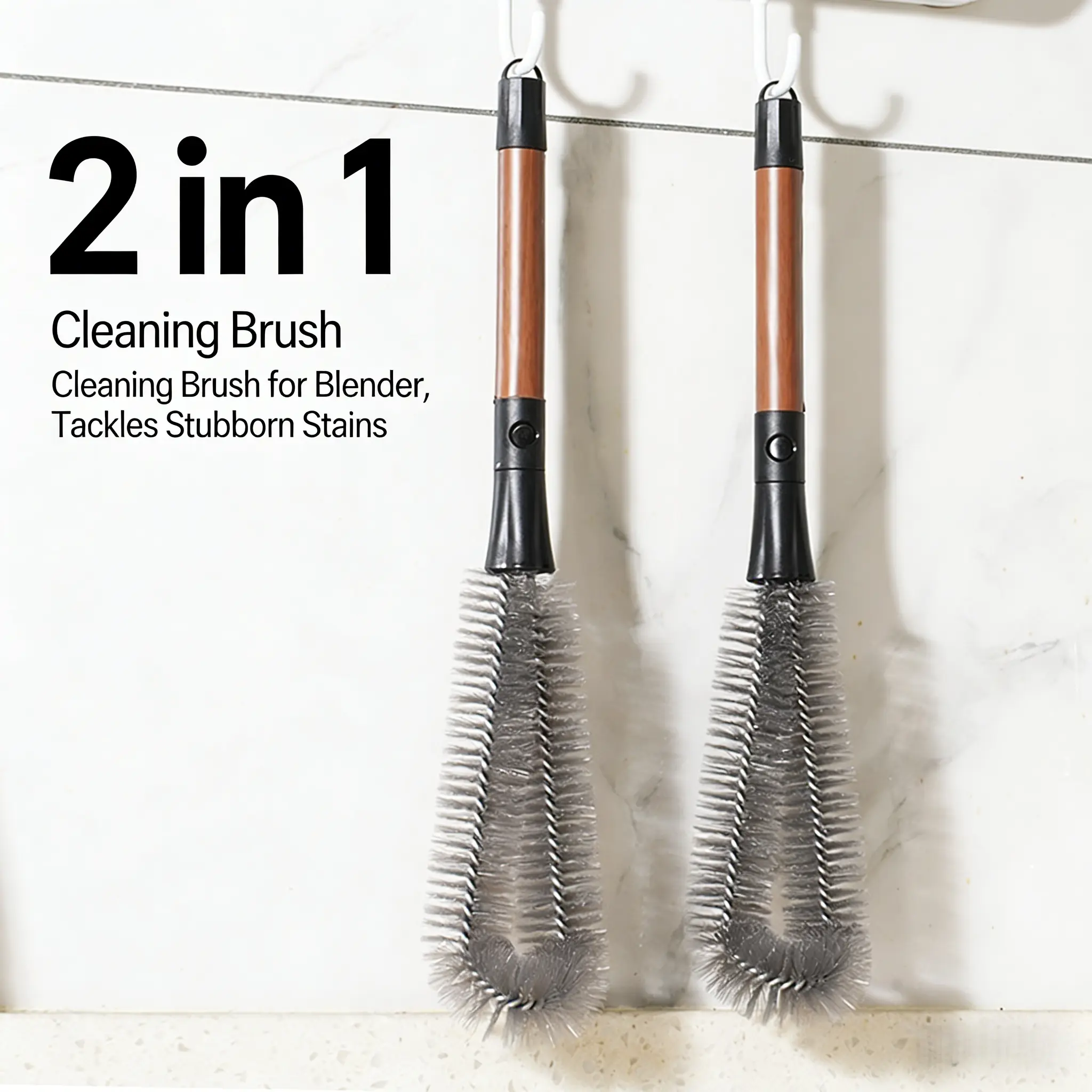 2-in-1 Blender Cleaning Brush with Detachable Small Brush | Long Handle Flexible Scrubber for Blenders, Bottles, Cups & Tumblers