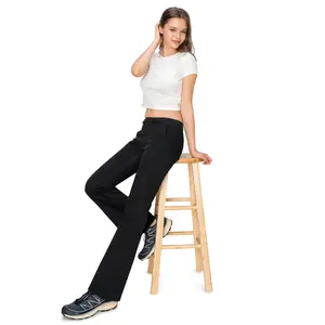Low Rise Flared Leg Work Pants - Black