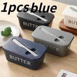 Large Capacity Butter Dish with Stainless Steel Butter Knife, Covered Tabletop & Refrigerator Door Butter Storage Container, Kitchen Accessories, Food Storage