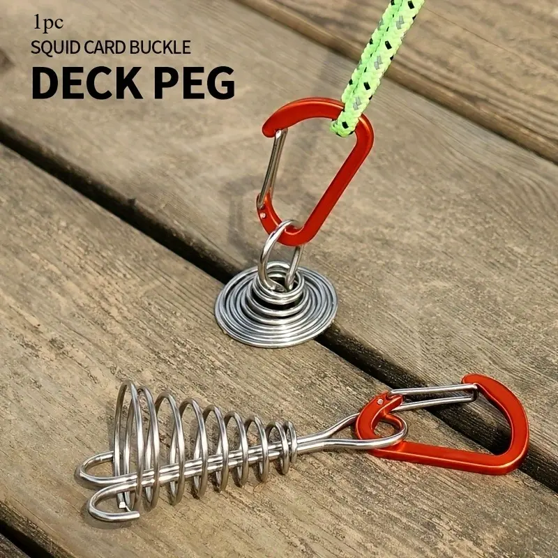 1pc Windproof Adjustable Anchor Pegs with Carabiner and Spring Buckle - Perfect for Camping and Outdoor Activities Hook Carabiner