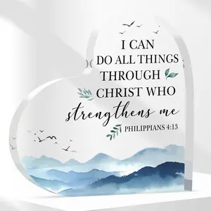 Acrylic Plaque Bible Verse 3.9x3.9 Inch Religious Sign Inspirational Desk Decor for Office Home for Women Men