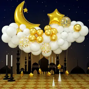 54pcs Moon Cloud Balloon Set, Balloon Decorations Kit, Balloon Garland, Balloon Arch Backdrop, Star Moon Ramadan Theme Decorations, Birthday Party Background Photo Props, Festival Celebration Supplies