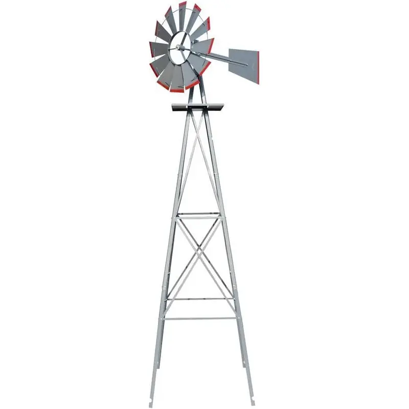Ubesgoo 8FT Ornamental Windmill Backyard Garden Decoration Weather Vane, Heavy Duty Metal Wind Mill w/ 4 Legs Design (Grey, 8, Feet, 21.6, Inches, 8.00, Feet, 25.98, Inches, 25.98, Inches)