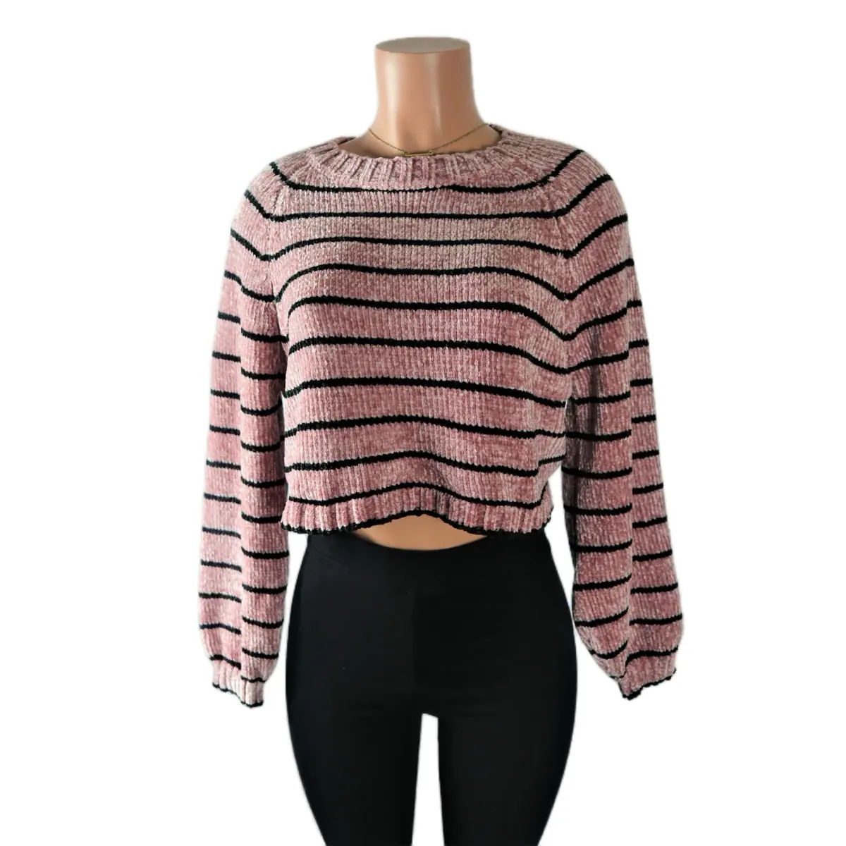 Denton Crop Sweater Knitwear Striped Soft Oversize